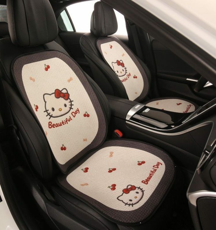 Car Seat Cushion, Universal for All Seasons, Breathable Kt Cat Seat Cushion, New Half-Cover Seat Cover, Cute Cartoon Single-Piece Seat Cover