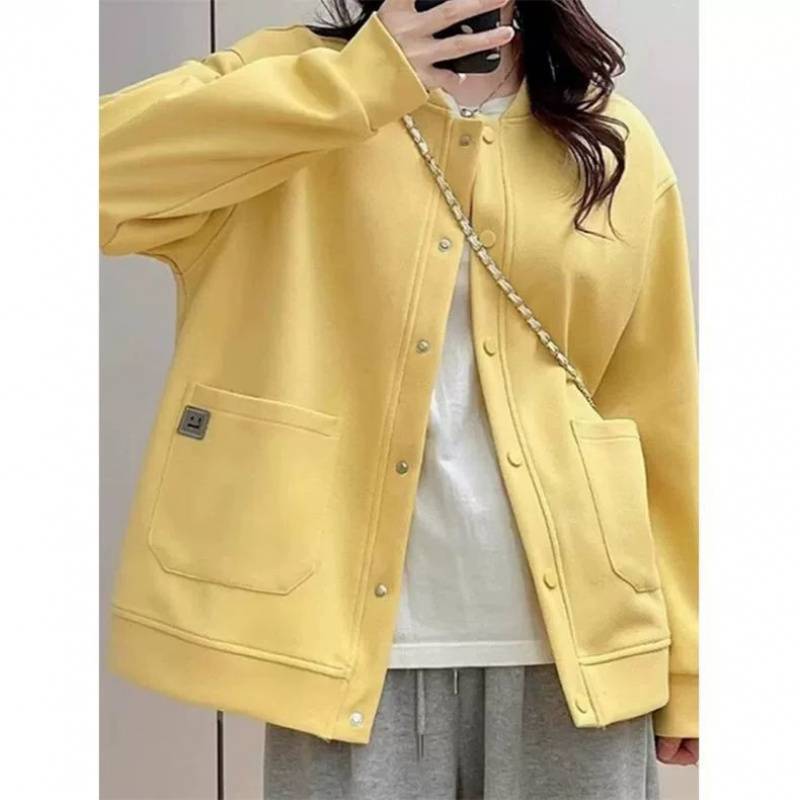 plus size 300kg Korean version of long sleeve cardigan coat women's spring and spring loose slim Joker casual baseball uniform fat 260 plus size 300kg Korean version of long sleeve cardigan coat women's spring and spring loose slim Joker casual baseball uniform fat 260