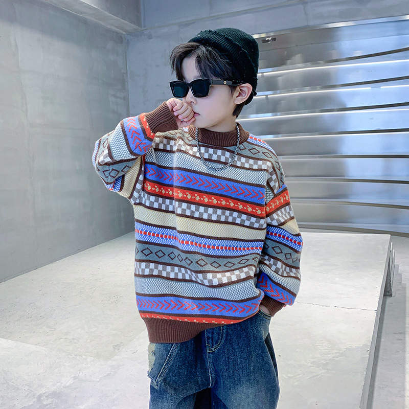 男童毛衣秋冬款2025新款韩式儿童装加厚线衣保暖中大童打底针织衫