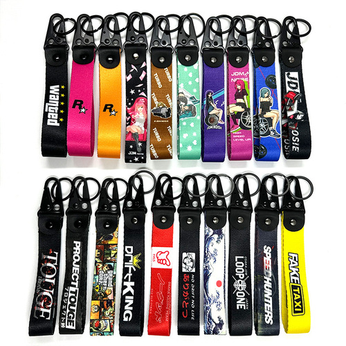 JDM Car Modification Anime Digital Printing Eagle Beak Connector Keychain Bag Hook Key Ring Ribbon
