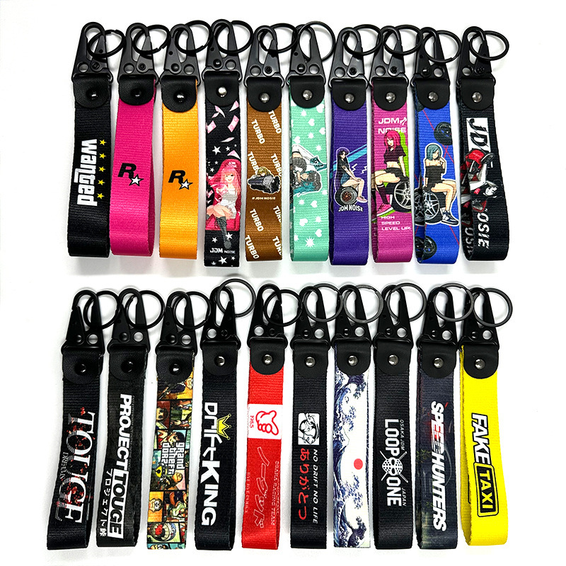 Jdm Car Modification Anime Digital Print Eagle Beak Buckle Motorcycle Keychain Bag Pendant Key Ring Streamer