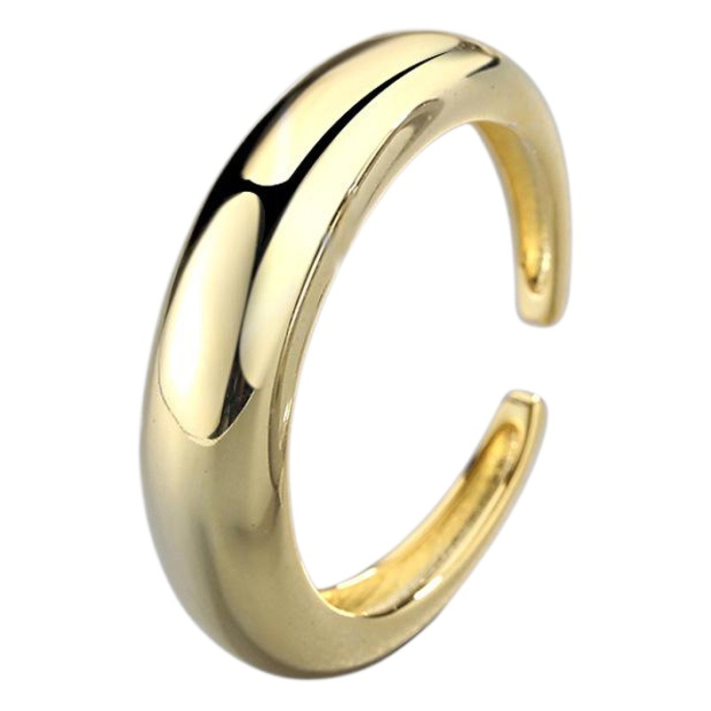 Japonés y coreano nuevo cobre plateado minimalista brillante solo anillo femenino Red Rojo personalidad simple moda todo partido anillo Accesorios