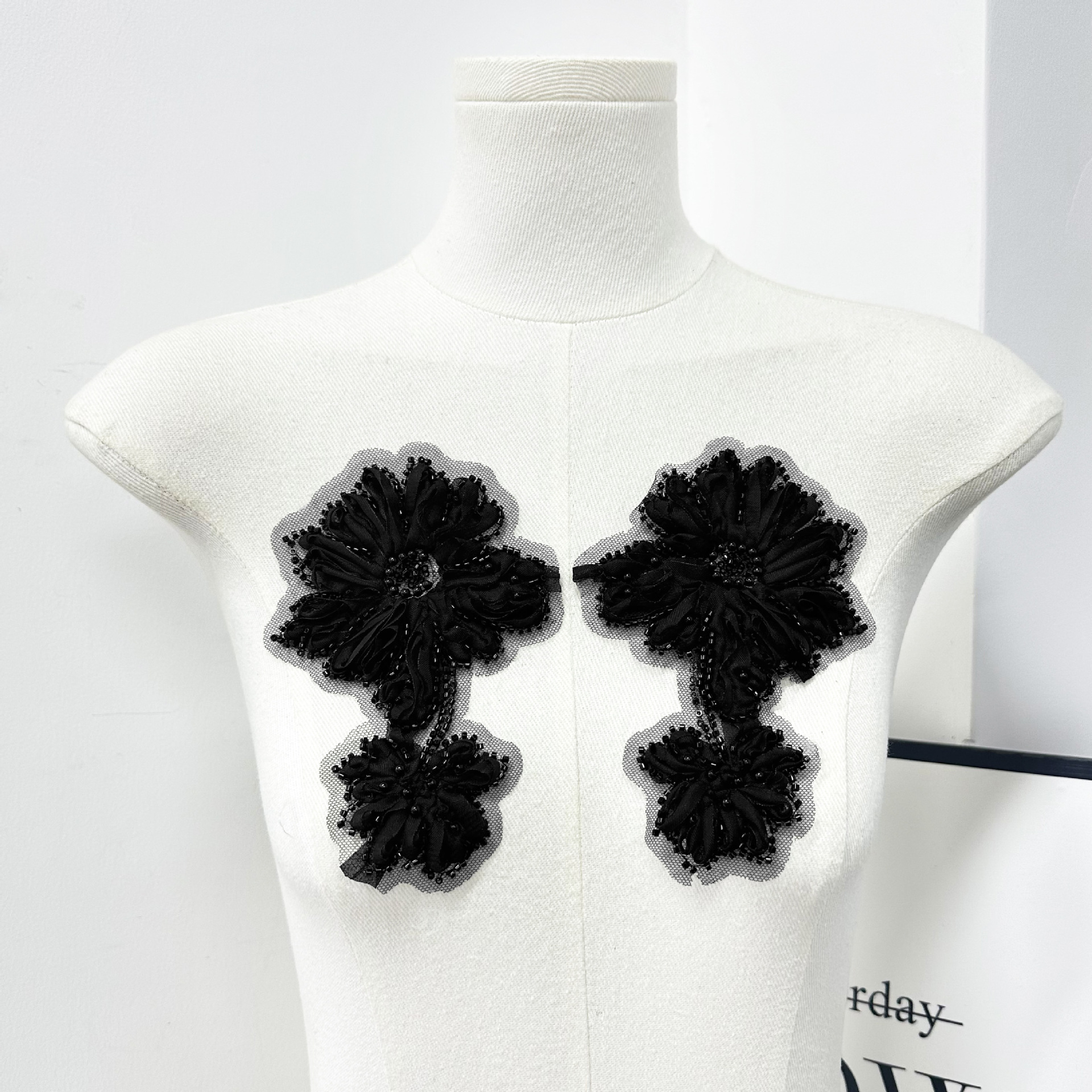 Sequinilla de industria pesada bordado flores mariposa malla gaza pegada ropa collar puño decoración parche tridimensional image 14