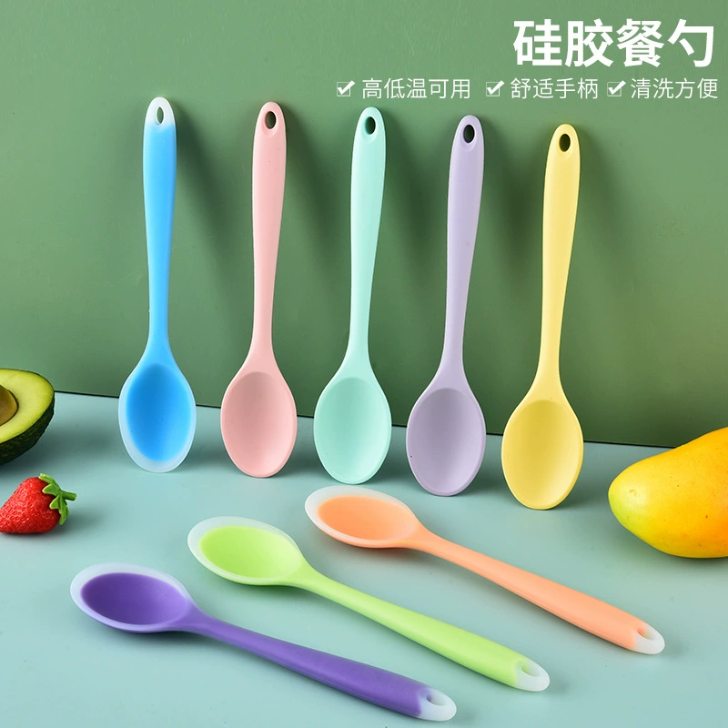 High temperature resistant silicone spoon same as insects, small spoon student spoon, baby food mixing spoon spot wholesale