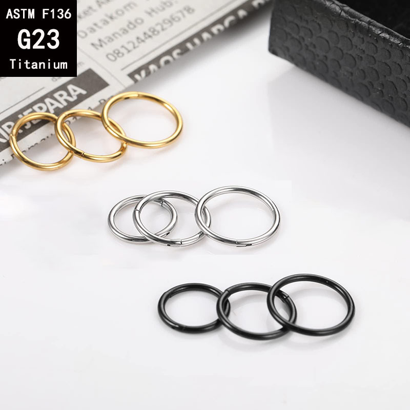G23 Titanium Seamless Closed Ring Nose Hoop - 16G 1.6mm Black Cartilage Earring Body Piercing Jewelry detail image 12
