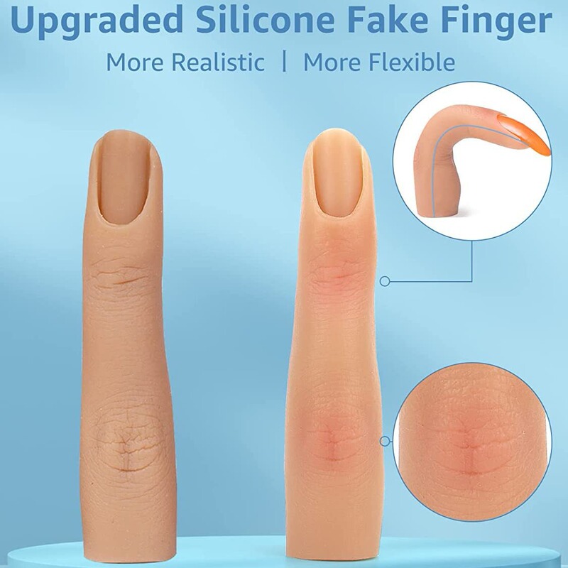 Cross-border hot-selling nail art silicone practice finger model with joint bendable silicone fake finger 2 colors optional