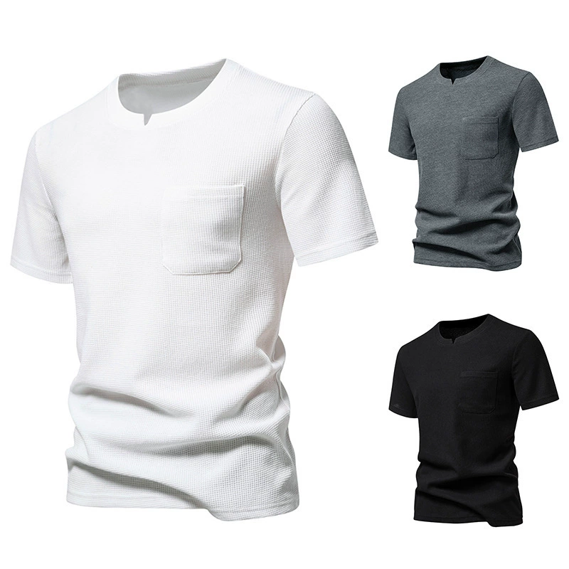 Amazon лето новый мужской маленький V-образный дизайн с короткими рукавами