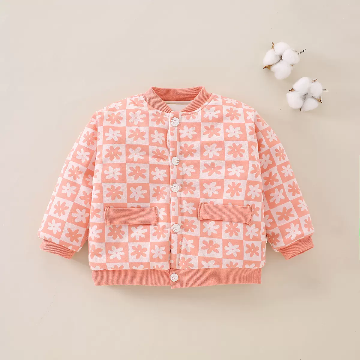 秋冬季新款婴幼儿200克手工棉花棉袄男女宝宝外出保暖棉袄单上衣