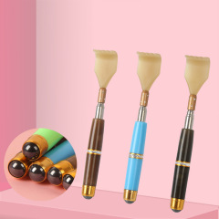 Stainless steel telescopic itch scratching old man happy magnetic bead massage scratcher with three sections and four sections telescopic back scratching rake