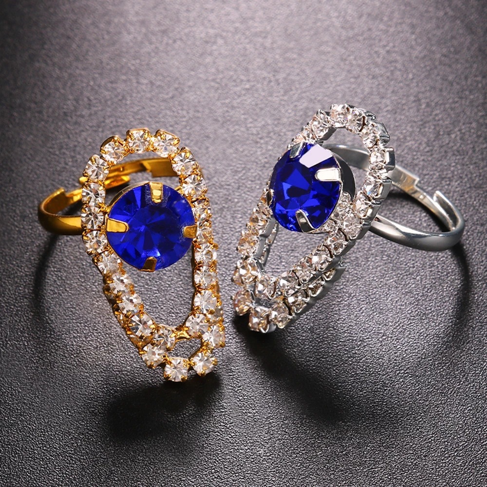 Fashion Water Droplets Copper Plating Inlay Rhinestones Rings 1 Piece