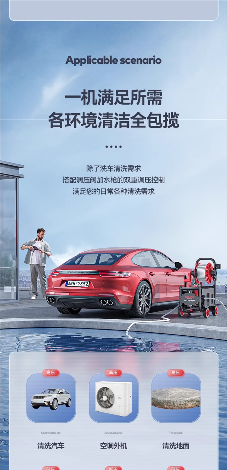 Delixi Car Washing Machine Artifact Household 220V High-Pressure Water Pump High-Power New Water Gun Portable Powerful Floor Washing