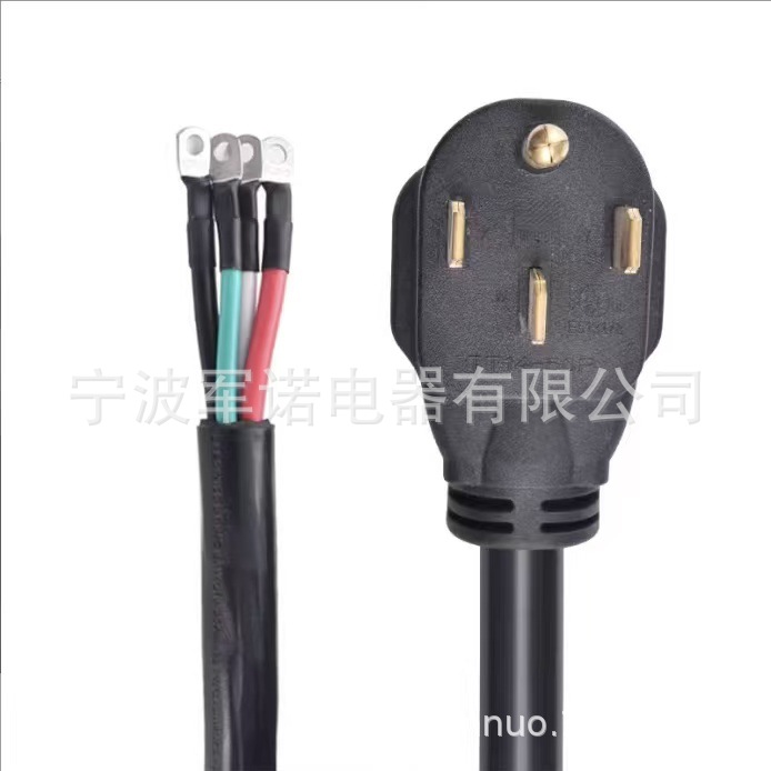 美规四脚大功率电源线14-50P转裸线头50A 250V接线端子纯铜工业级