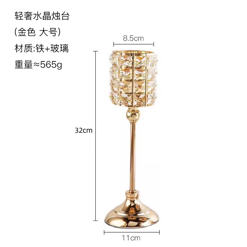 Candelaria de cristal transfronteriza escandinava decoración romántica ligera de lujo estilo de boda de vela de bananas soporte de vela props de cena a la luz de las velas