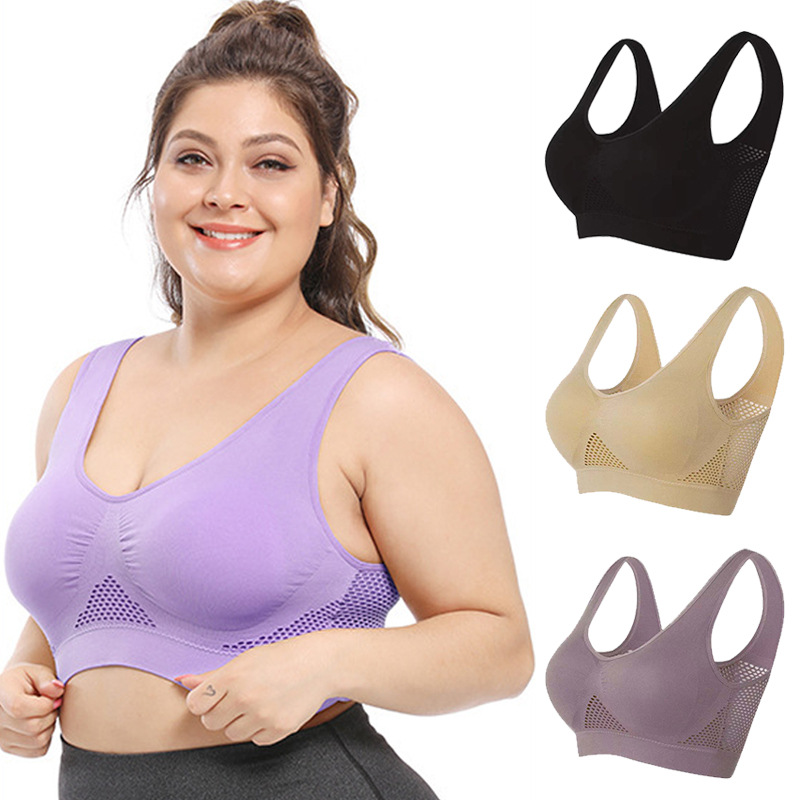 Deporte Sujetador malla hueco-hacia fuera respirable agujero deportes sujetador transfronterizo más tamaño yoga correr fitness deportes ropa interior