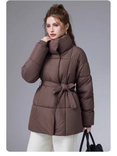 (Cross-border trading), winter universal down jacket, fashionable belt, European style, city style, simple and elegant design, western style
