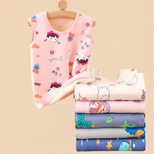 Children's fleece-lined Thickened Warm Vest for Autumn and Winter 2024 Children's Cartoon Bottoming Waistcoat Fleece Vest for Boys and Girls