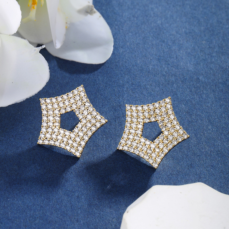 Xuping joyería bronce de piedra geométrica estrella pernos de orejas para mujeres ins lujo ligero aretes de alta sensación de verano para mujeres