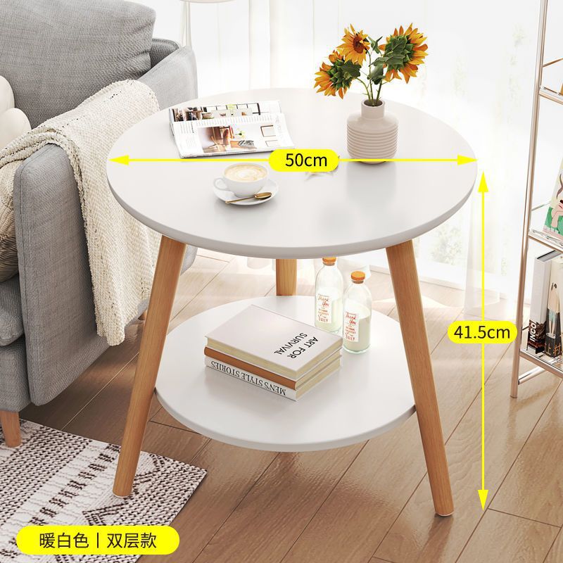 Una pequeña mesa redonda simple mesa de té pequeña mesa dormitorio mini mesa redonda de madera sólida sofá gabinete