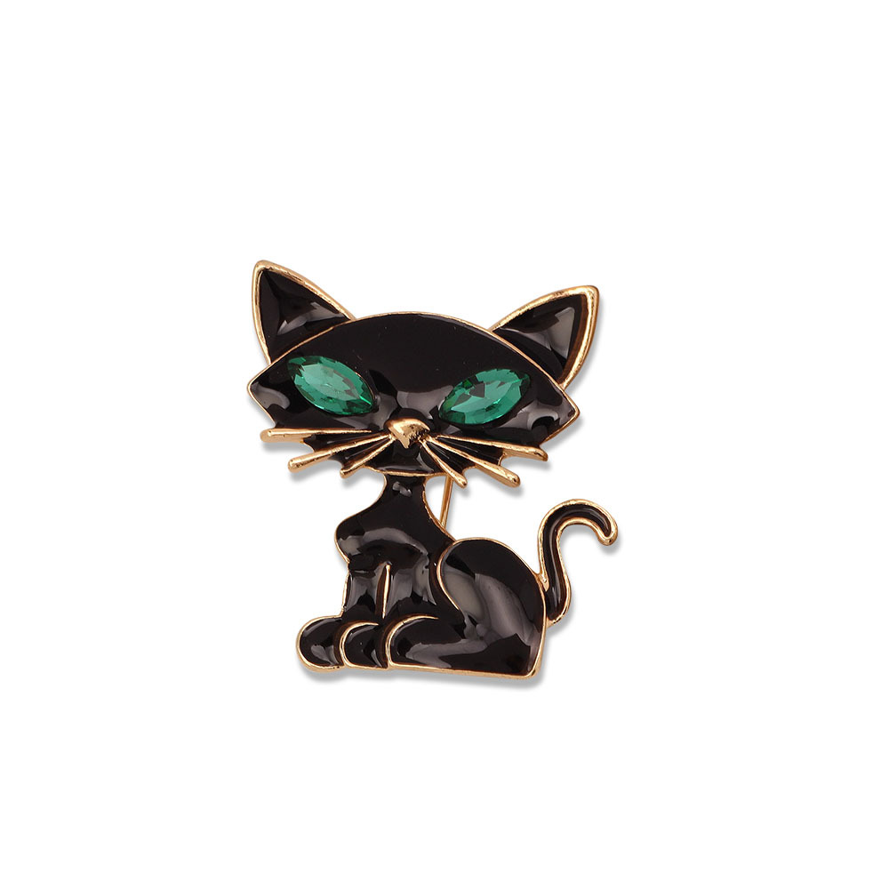 Brooch Versatile Suit Personalized Black Good White Accessories Mouse Crystal Pin Catching Cat New Style_voghion.com