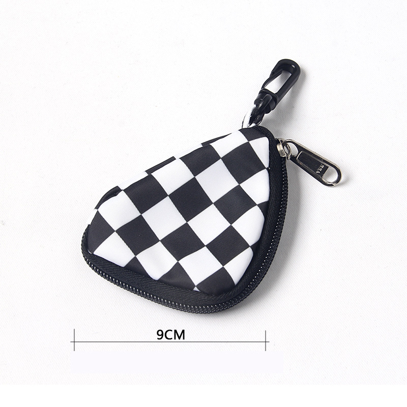 Tablero de la Tela Escocesa del auricular bolso de la llave bolsa colgante ins negro y blanco a cuadros mini bolsillo lindo triángulo monedero