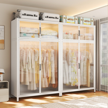 现代简约风实用出租房用简易组装铁皮金属组合衣橱柜衣帽间收纳柜