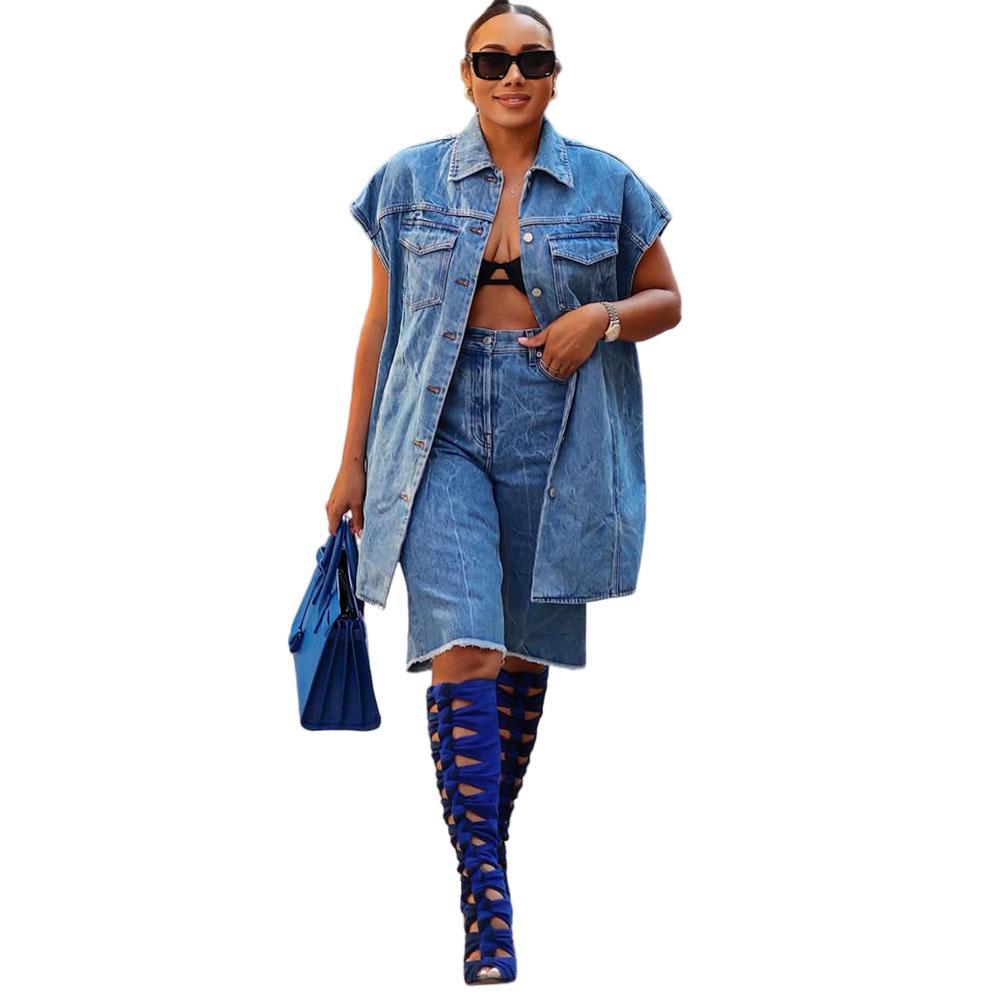 Chaleco vaquero mujer chaqueta sin mangas casual estilo moda_voghion.com