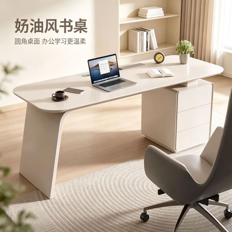 White painted executive office desk and consultation table, simple and modern, high aesthetic value, computer office desk and chair set White painted executive office desk and consultation table, simple and modern, high aesthetic value, computer office desk and chair set