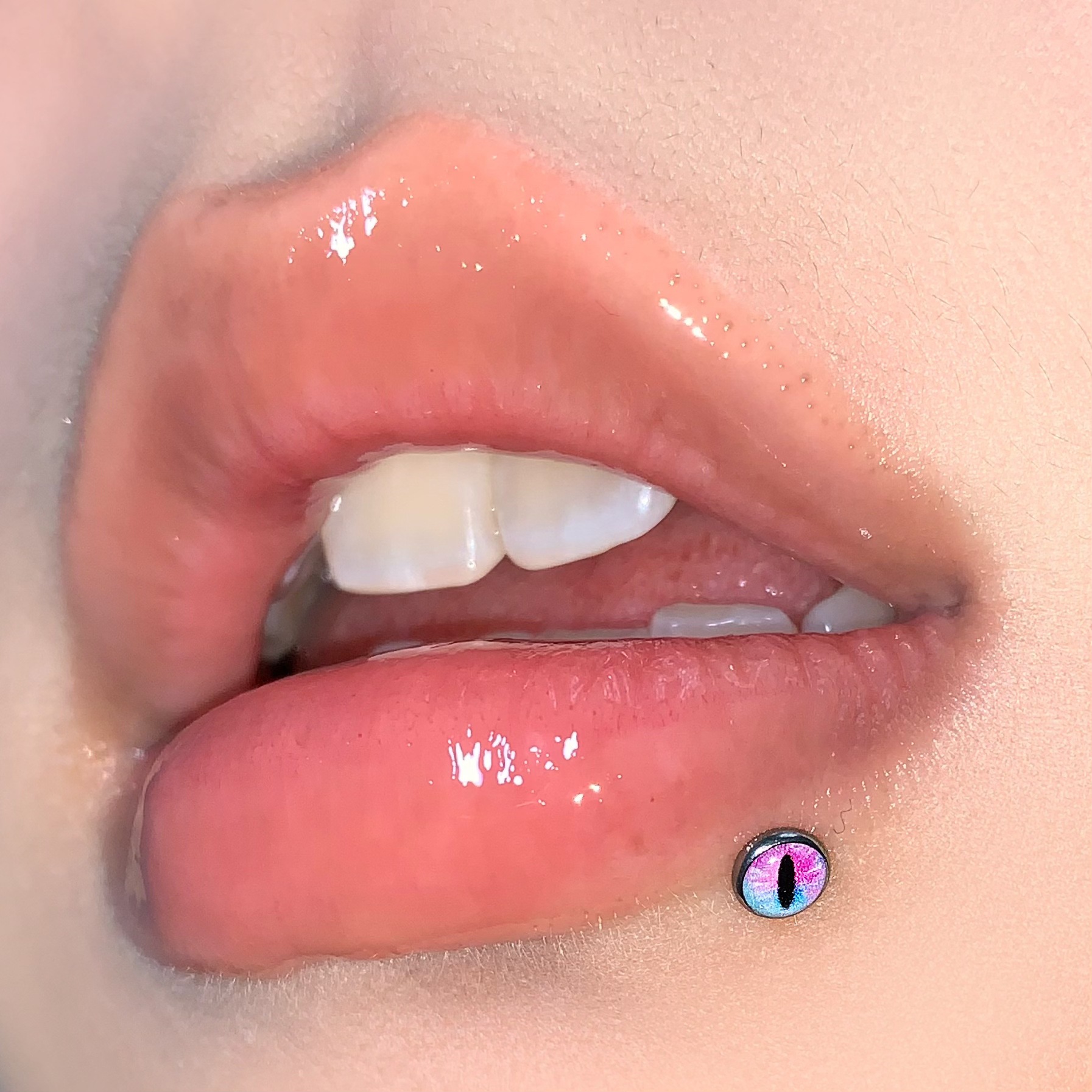 Pointed labret stud close-up product detail