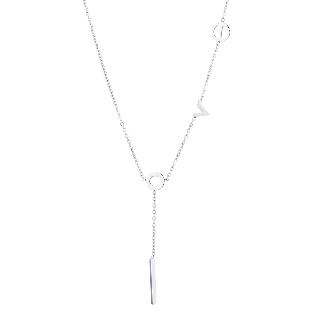 201 Stainless Steel Chain Material box chain Chain Type 1 Piece Quantity Water Plating 18K Gold Plated Letter 302 Stainless Steel Titanium Steel Simple Style 201 Stainless Steel Pendant Necklace