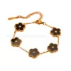 Five-leaf clover sparkling diamond and black shell bracelet