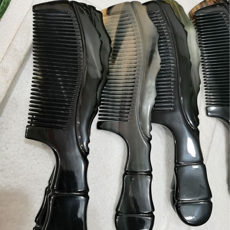 メーカー卸売り黒花竹節柄櫛セットレースの細い歯牛角櫛黒花櫛真空包装|undefined