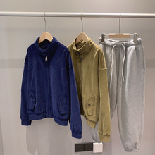 24FW014秋冬男女儿童装小马复古老钱风灯芯绒立领夹克抓绒卫裤