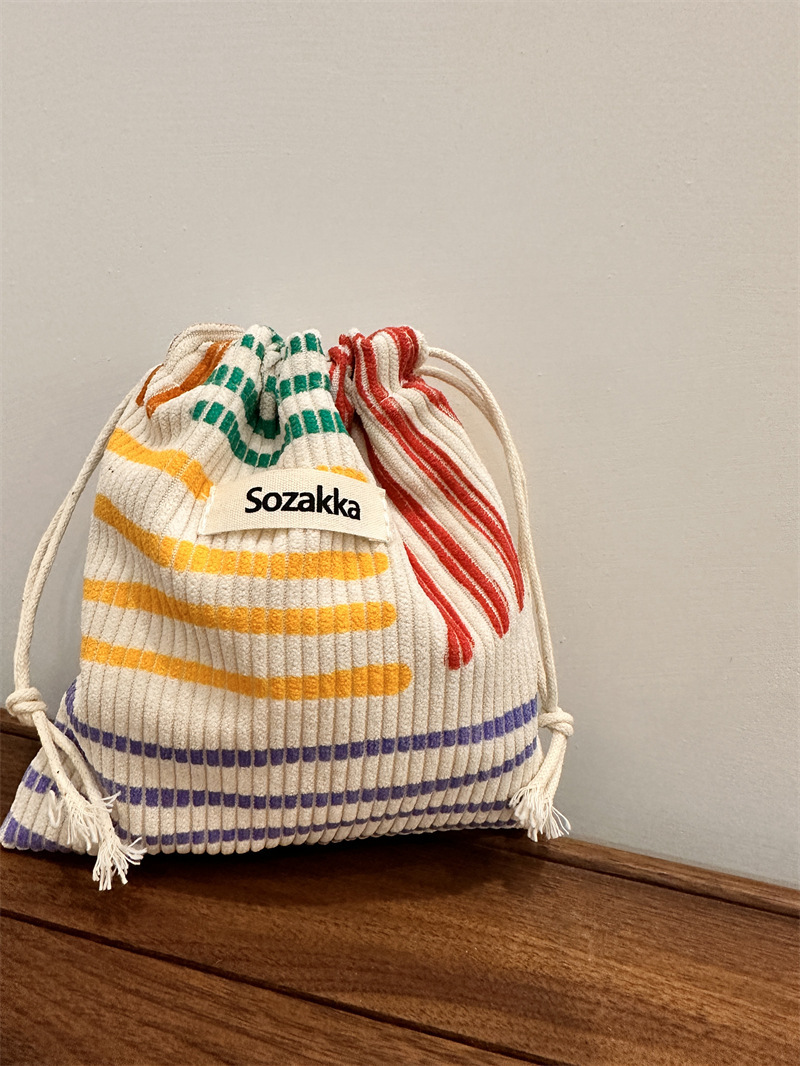 Basic Classic Style Stripe Corduroy Makeup Bags display picture 1