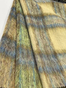 Woolen wool in stock bristle wool large plaid coat clothing/shoes and hats/bags fabric fabric Shaoxing supply
