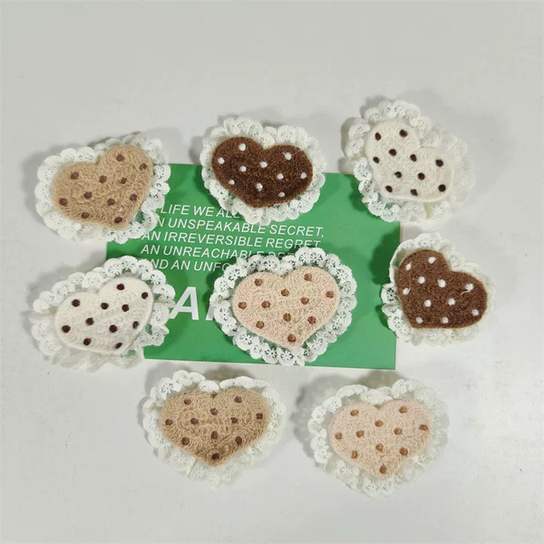 Autumn and Winter Warm Color Heart Polka Dot Lace Bangs Stickers DIY Hair Accessories Velcro Hair Accessories on the Back of the Head