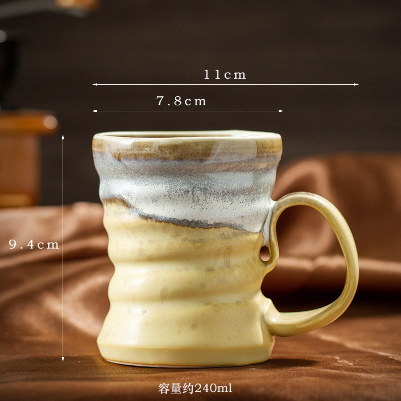 窯変コーヒーカップ セラミックマグカップ レトロ家庭用ウォーターカップ クロスボーダー粗陶器 大容量ビールカップ 軽奢|undefined