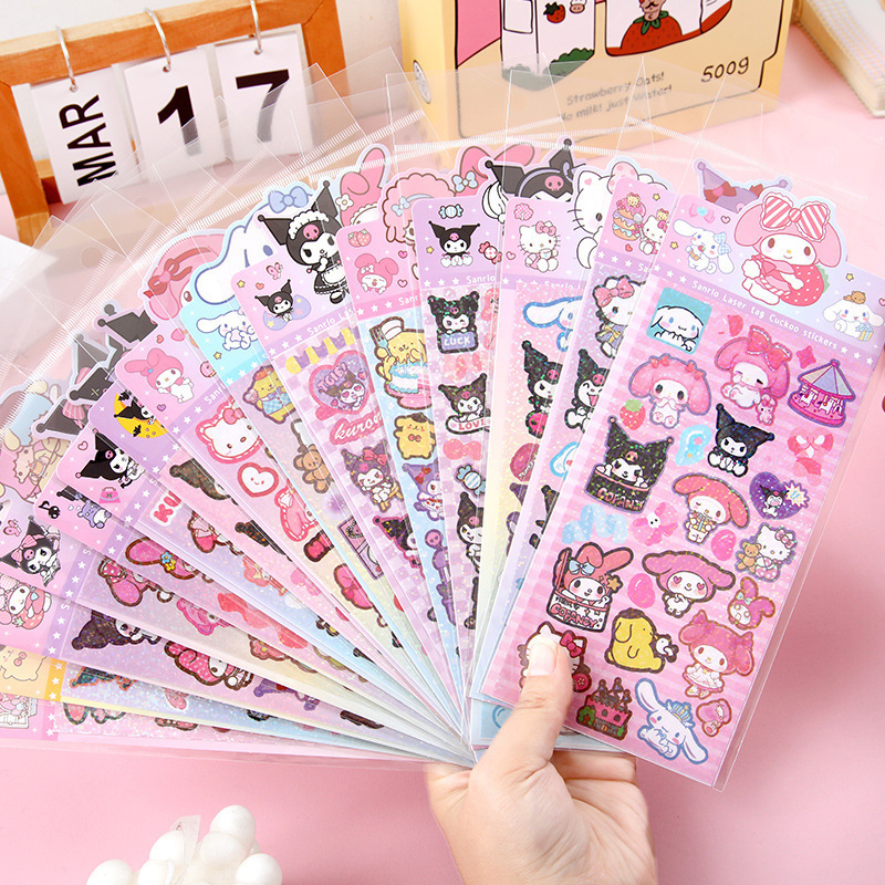 Japanese Sanrio Laser Goo Card Sticker Kulomi Meruti Cute Hand Account Decoration Sticker Cartoon Creative Stationery Japanese Sanrio Laser Goo Card Sticker Kulomi Meruti Cute Hand Account Decoration Sticker Cartoon Creative Stationery