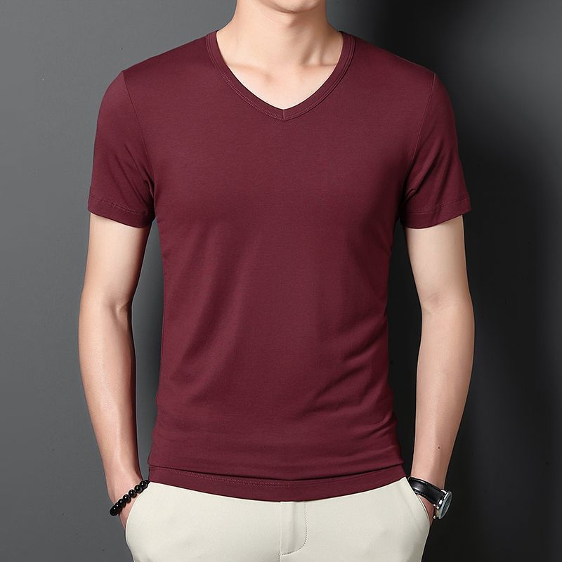 V-neckline, with short sleeve