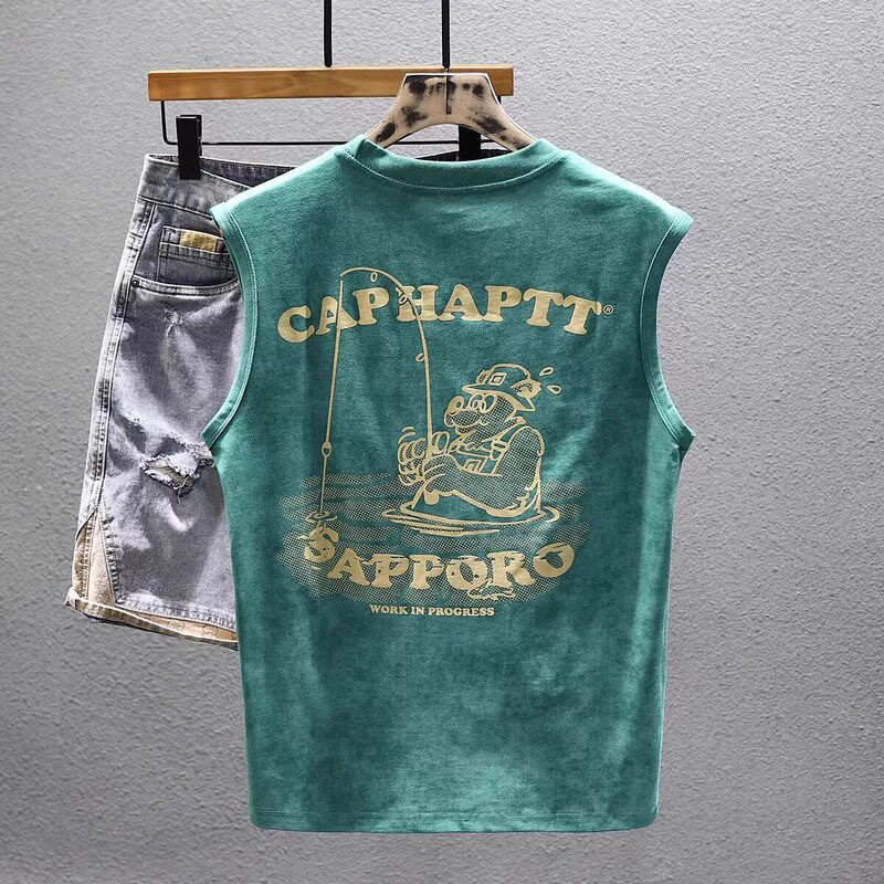 American-Style Trendy Sports Casual Vest for Men, Loose Thin Round-Neck Sleeveless T-Shirt for Summer Work Wear American-Style Trendy Sports Casual Vest for Men, Loose Thin Round-Neck Sleeveless T-Shirt for Summer Work Wear