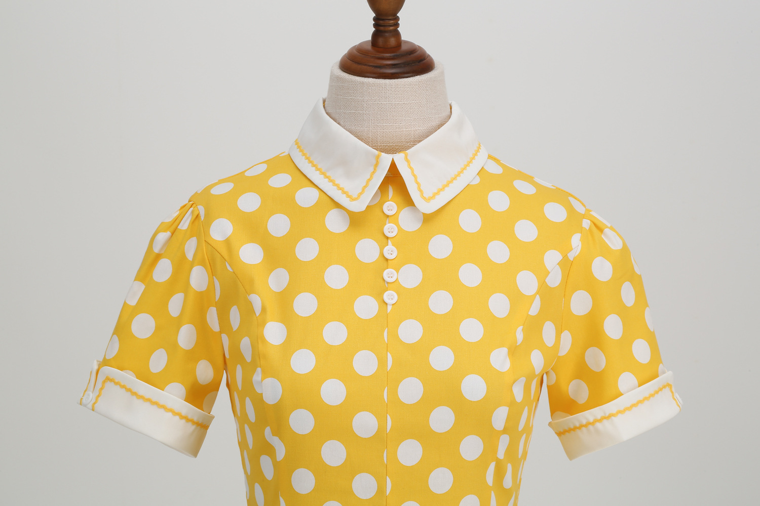 European And American Hepburn Style Court Elegant Temperament Polka Dot Photo Shoot Flared Vintage Date Bridesmaid Dress_ecoleips.com