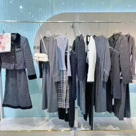 25秋冬杭州精品女装依然浪漫品牌撤柜年轻大码少淑系列连衣裙外套