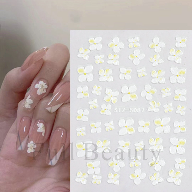 越境新作ネイルステッカーinsレリーフ立体5dツバキ花モクセイ花花花柄ネイルステッカーnail|undefined