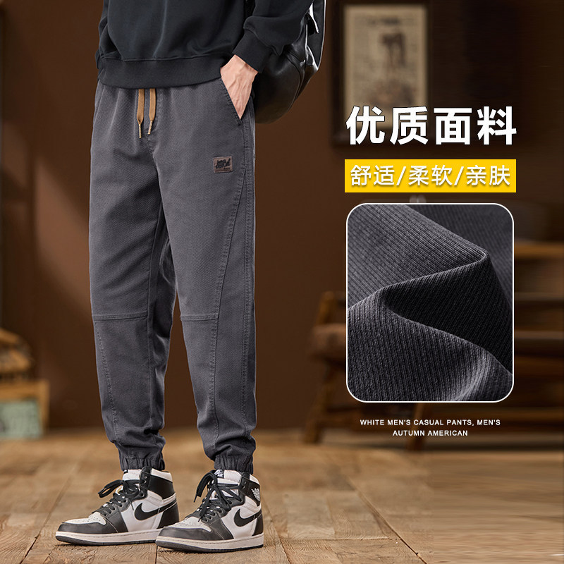 Men's New Style Work Pants, American-Style Loose Fit, Fleece-Lined, Thickened, Trendy Jogger Harem Pants, Durable Casual Sports Pants