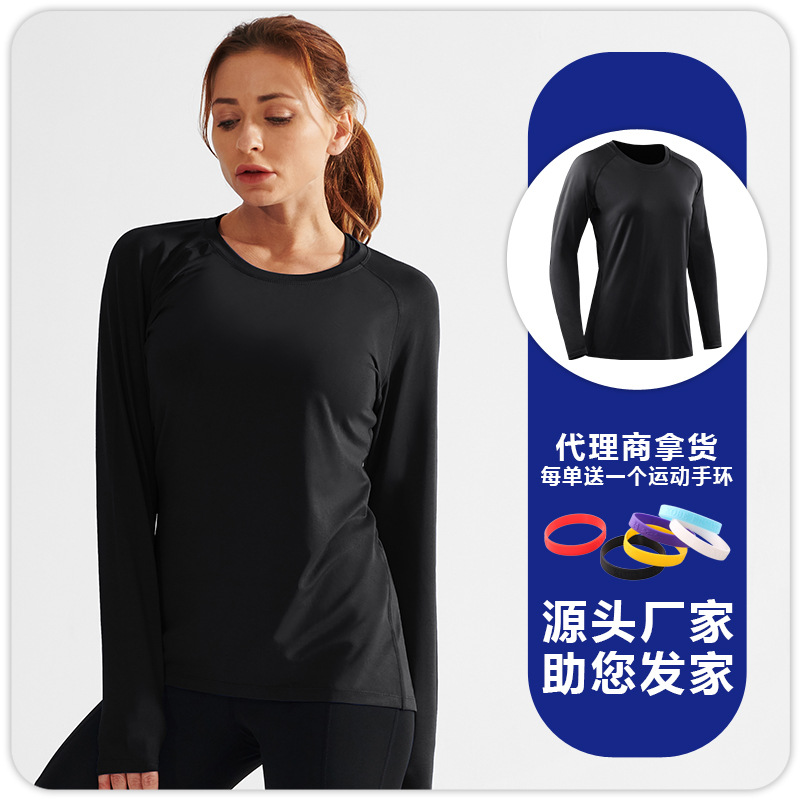 Camiseta de Secado Rápido de Manga Larga para Mujer de Poliéster, Secado Rápido y Transpirable para Fitness