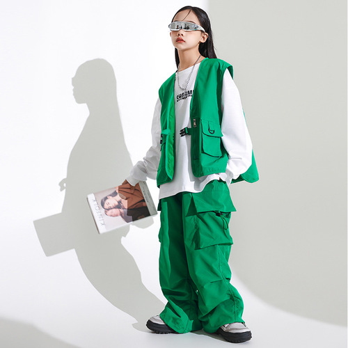 Girls' Jazz Dance Costume Cool Japanese Street Dance Performance Suit Set Children's Hip-Hop Hiphop Fashion Show Stage Trendy