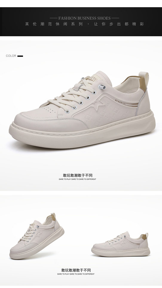 Giày lười nam da bò lớp đầu, sneaker casual da thật dễ phối đồ, gót thấp 1–3 cm — Màu trắng, màu đen chi tiết 22