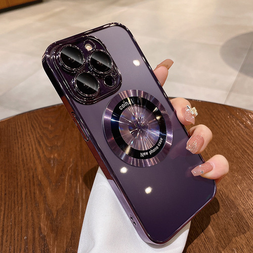 Suitable for Apple 15 magnetic phone case wireless charging transparent iphone 14 promax protective cover 13 silicone anti-fall