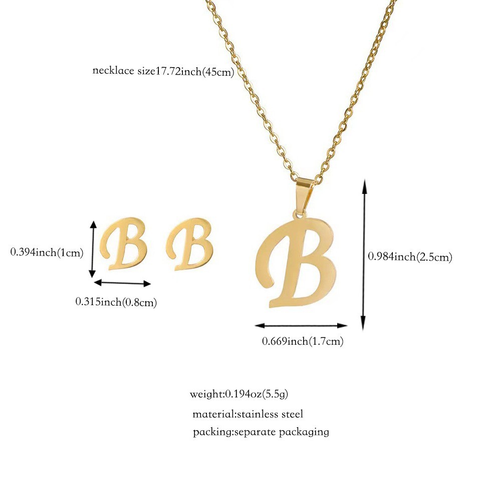 Joyería de titanio, colgante y pendientes unisex, letras inglesas, resistentes al desgaste