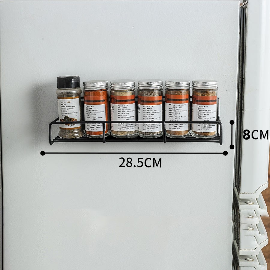 Estante magnético de almacenamiento para refrigerador de cocina, estante para especias montado lateralmente, estante colgante multicapa sin taladrar