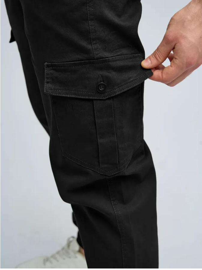 Herren Cargohose Mit Bündchen Gerade Passform Mittlere Leibhöhe_voghion.com